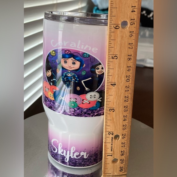 NWT Custom Tumbler Caroline Image With Skyler Printed On Bottom W/Handle Straw - Picture 2 of 16
